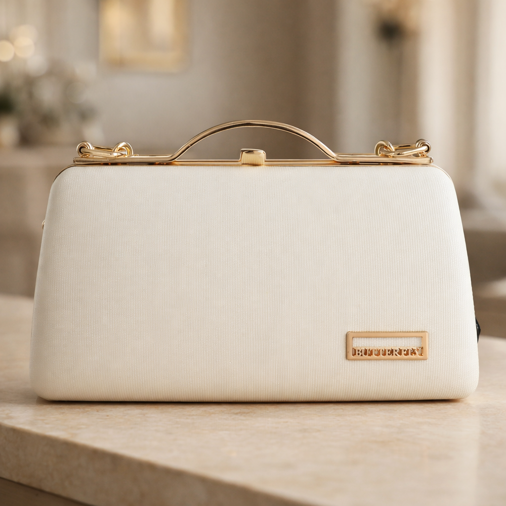 Women’s hard-case clutch handbag