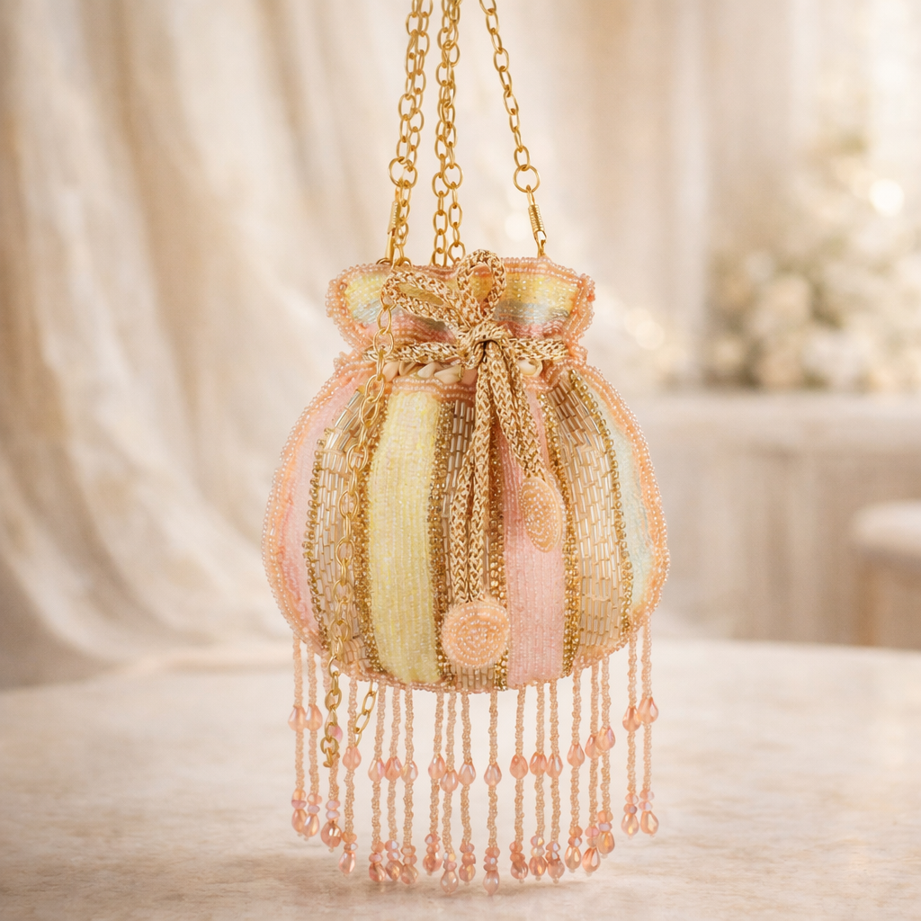 Artisan Hand-Beaded Tassel Mini Potli Bag