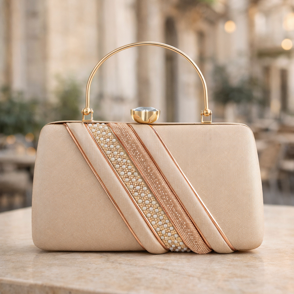 The Diagonal Pleated Statement Evening Clutch