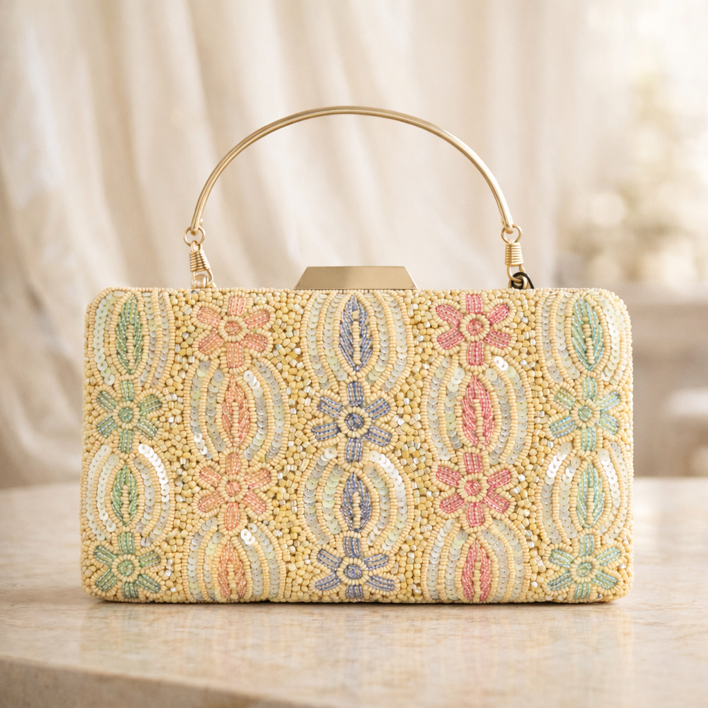 Handcrafted Floral Artisan Evening Clutch