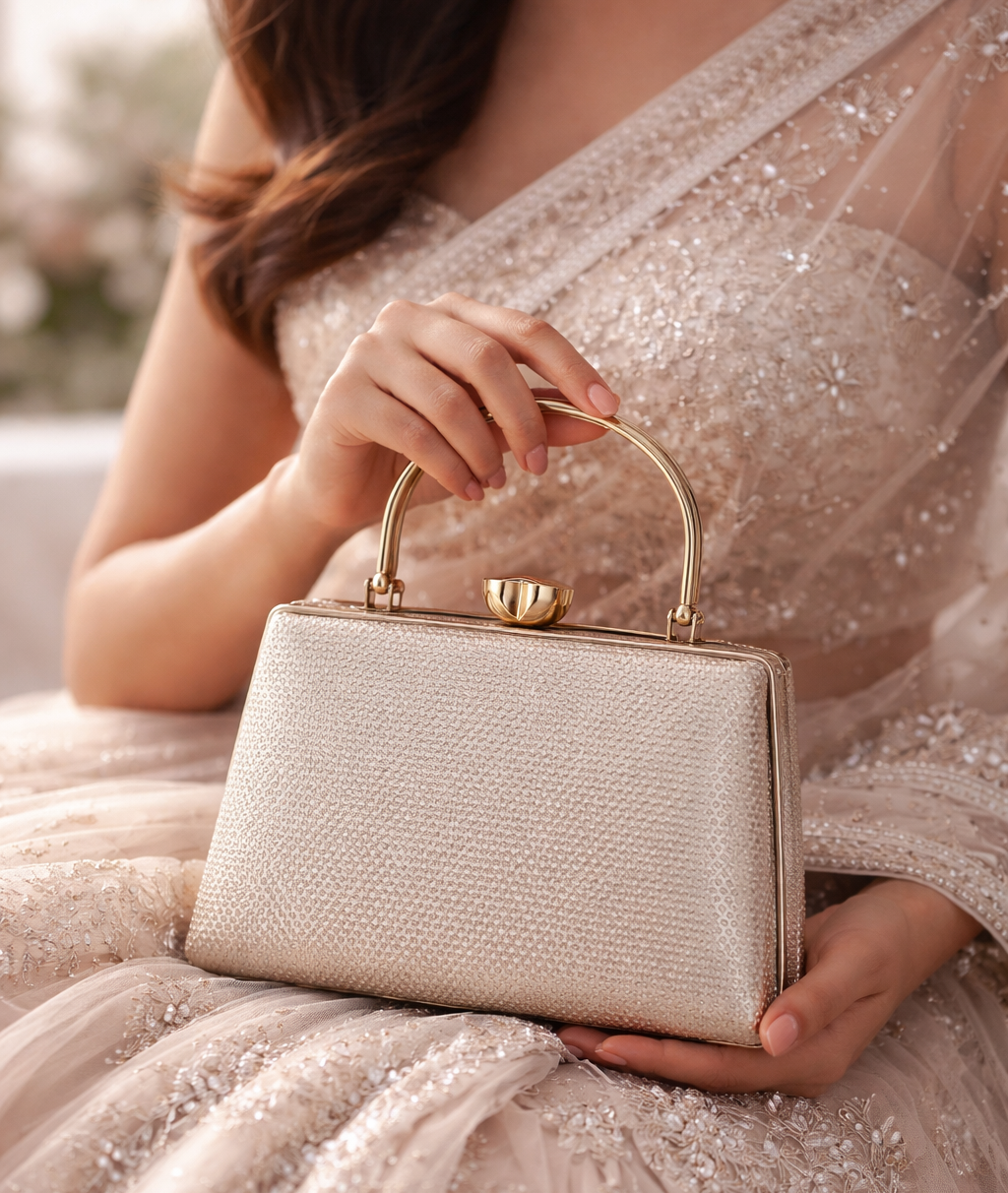 Elegant Hard Case Evening Bag with Chain Strap
