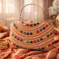Hand-Embellished Multicolour Stone Clutch Bag