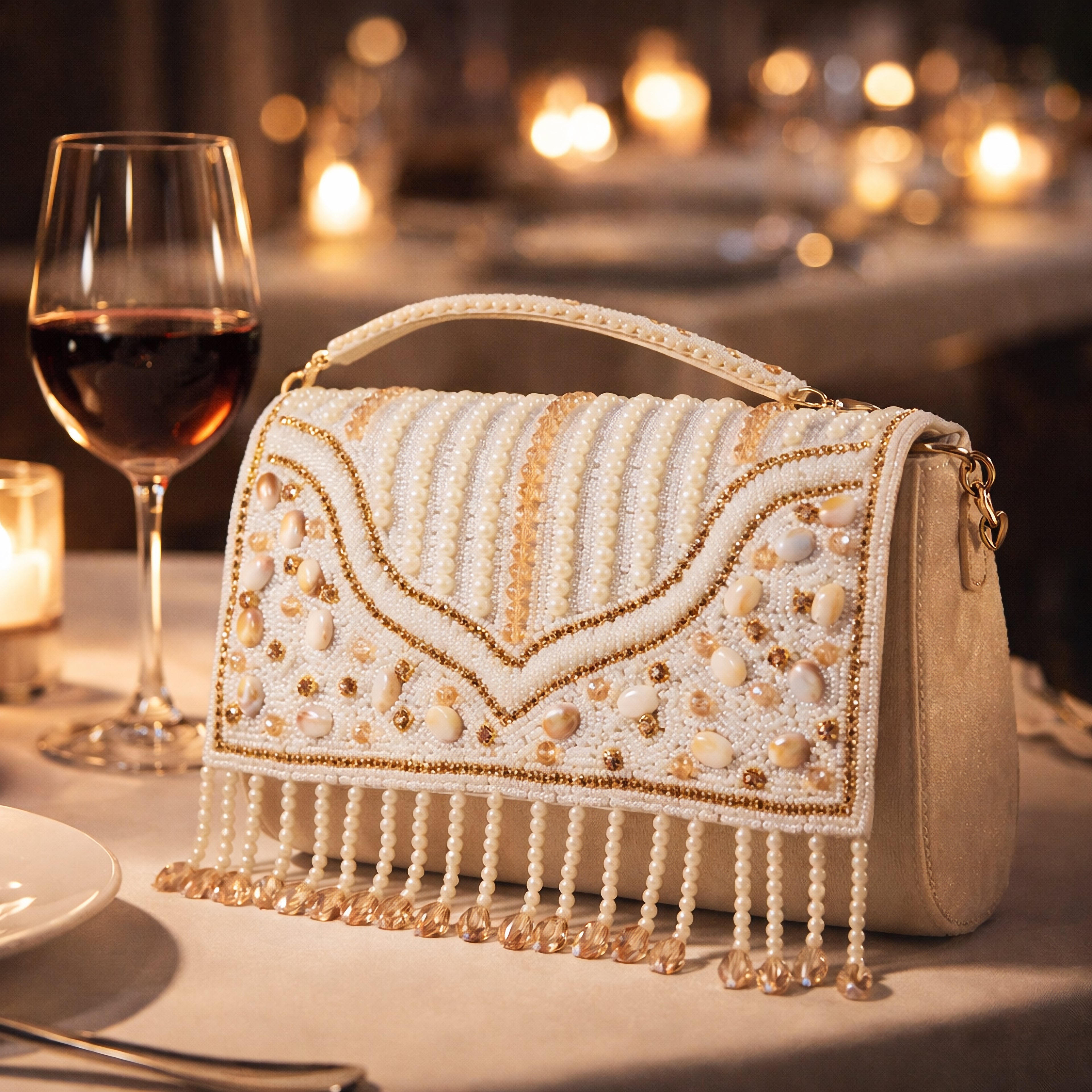 Ethereal Blooms Beaded Clutch – Handcrafted Artisanal Evening Bag