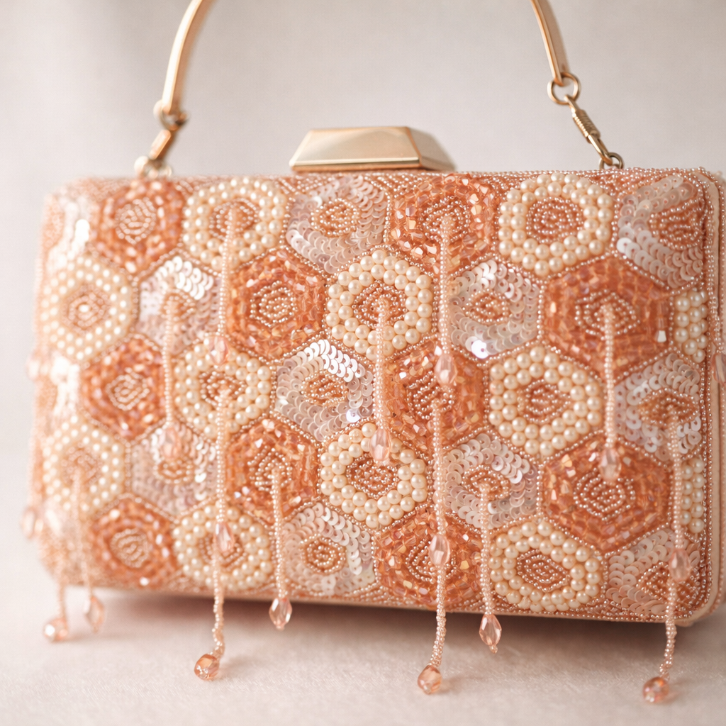 Festive Pearl Work Box Clutch for Party Wear