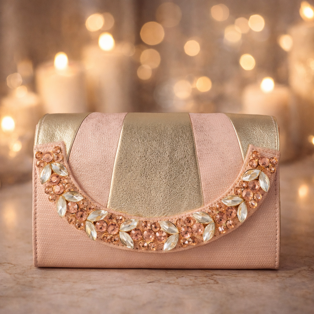 Aurora Crystal Metallic Clutch