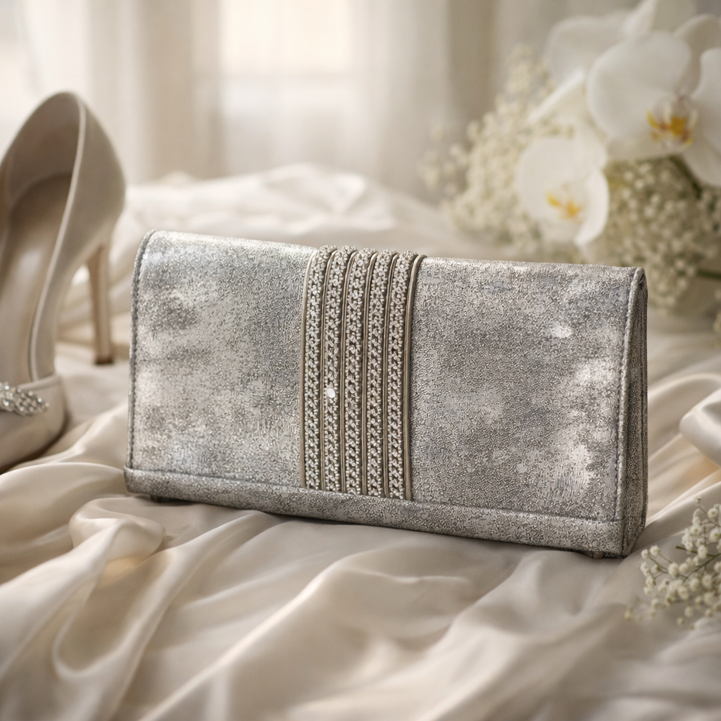 Textured Shimmer Party Clutch for Weddings & Evenings