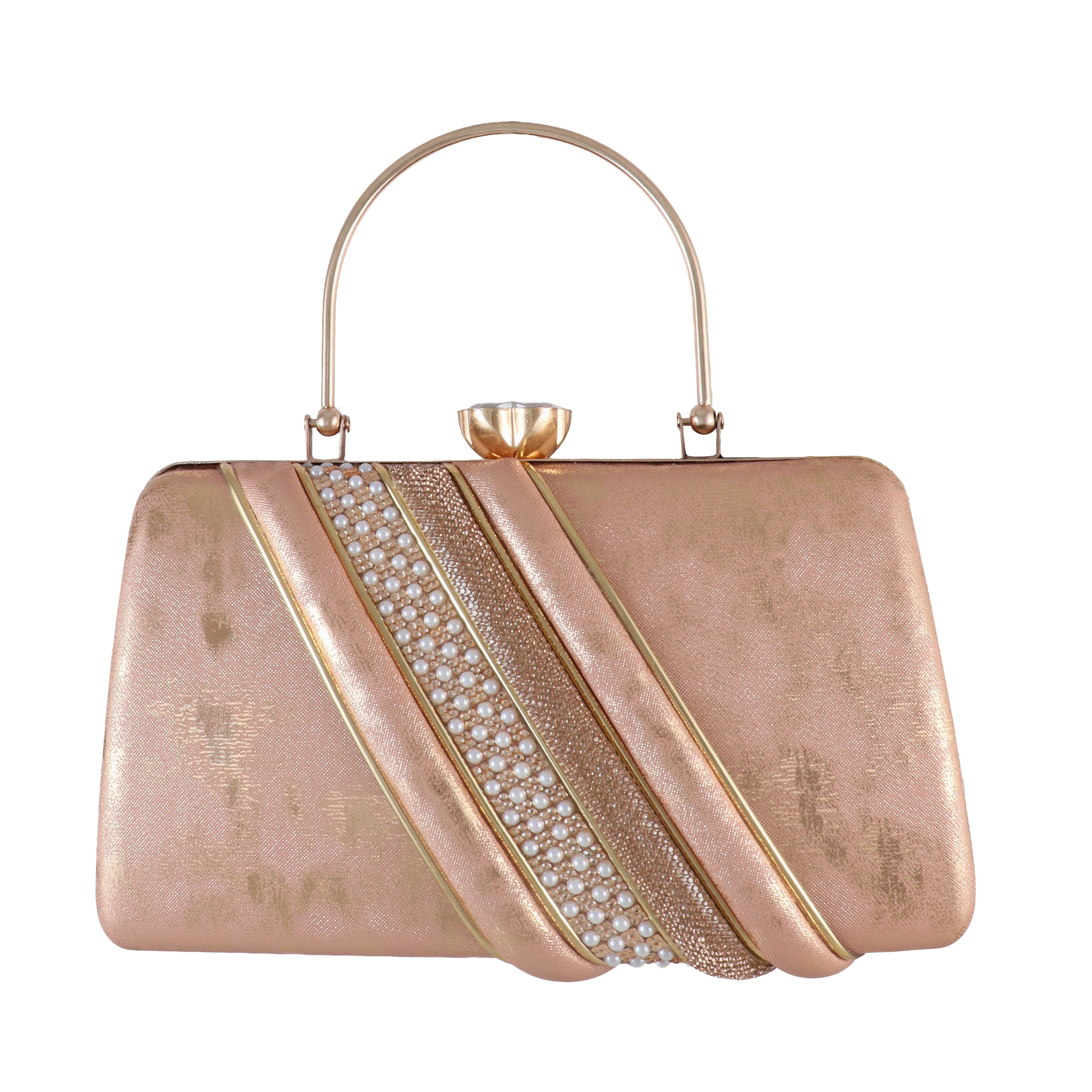 Radiant Pearl & Crystal Embellished Party Clutch