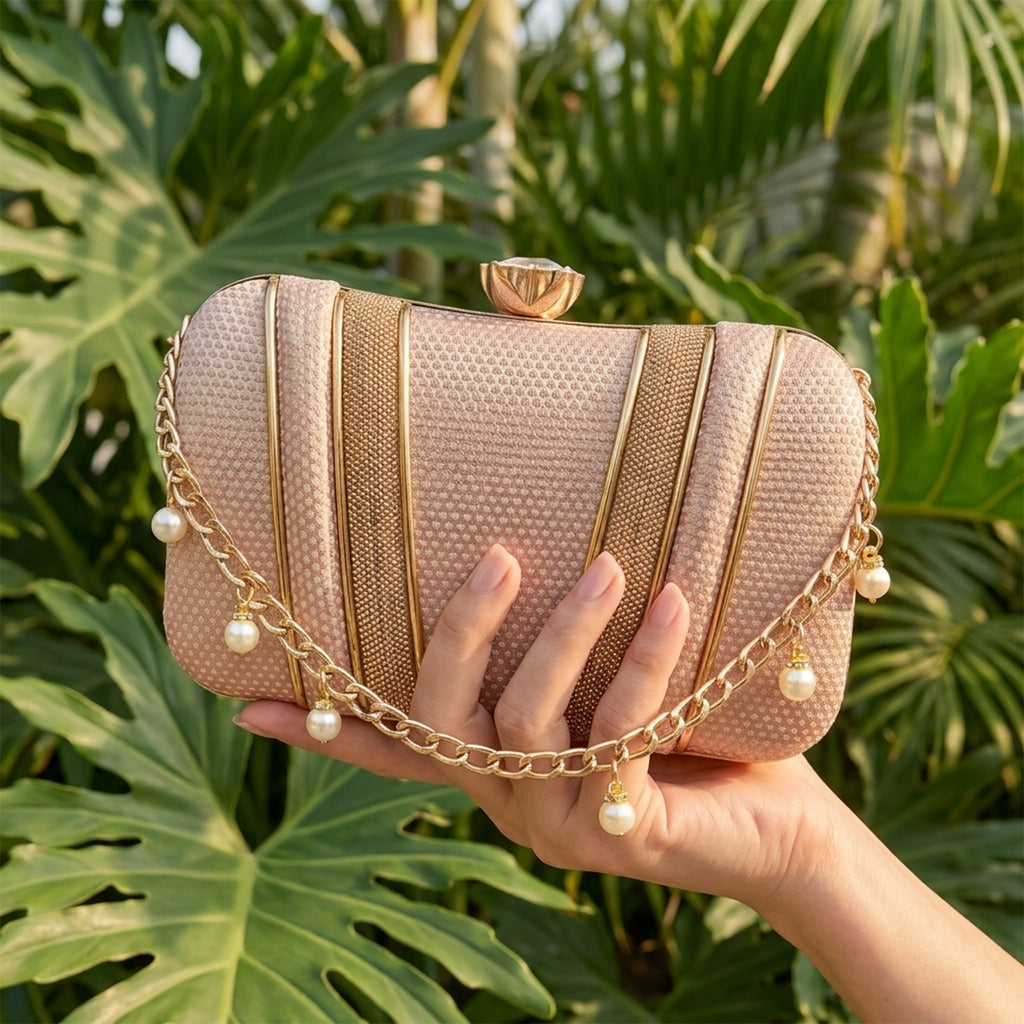 The Vivienne Pearl & Crystal Wave Evening Clutch