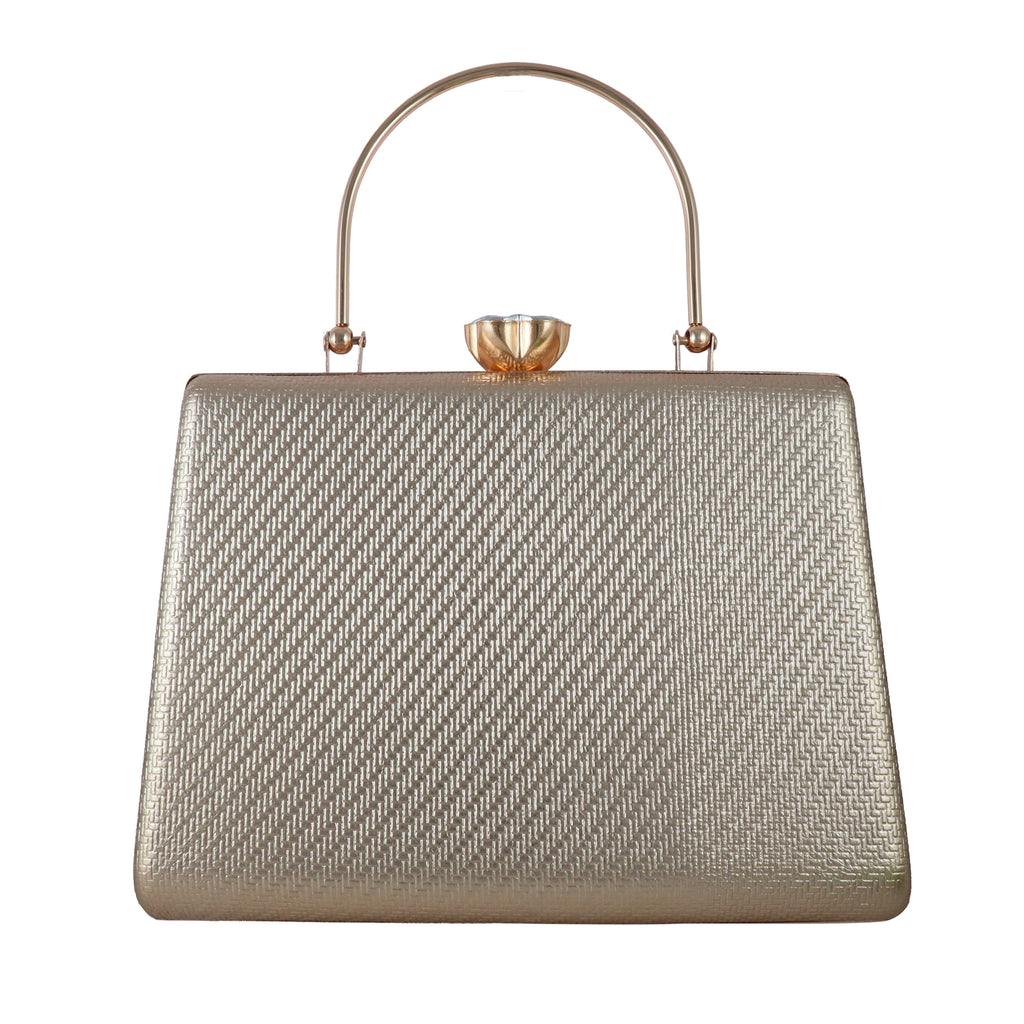 Minimal Metallic Box Clutch with Top Handle
