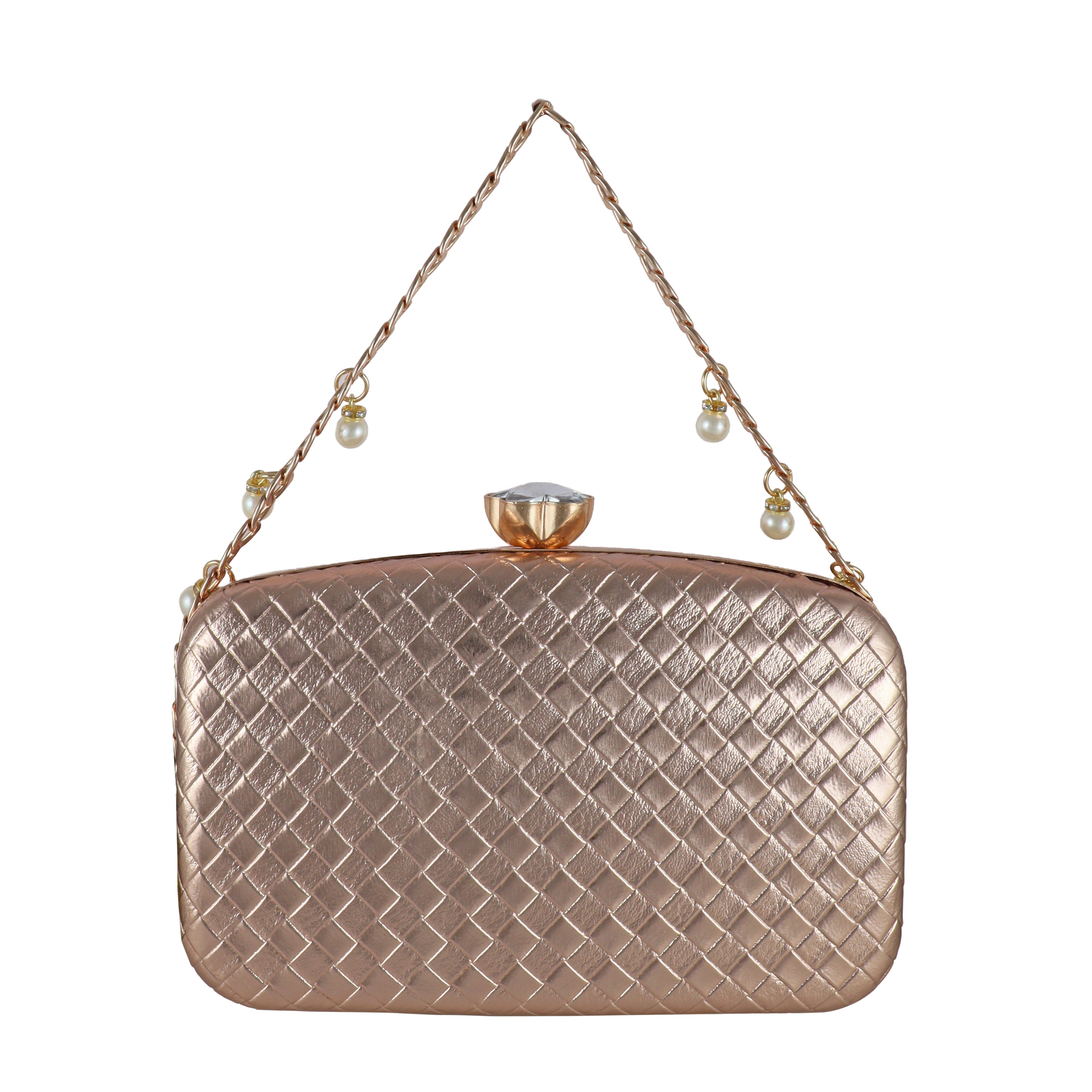 Structured Party Wear Clutch with Crystal Clasp