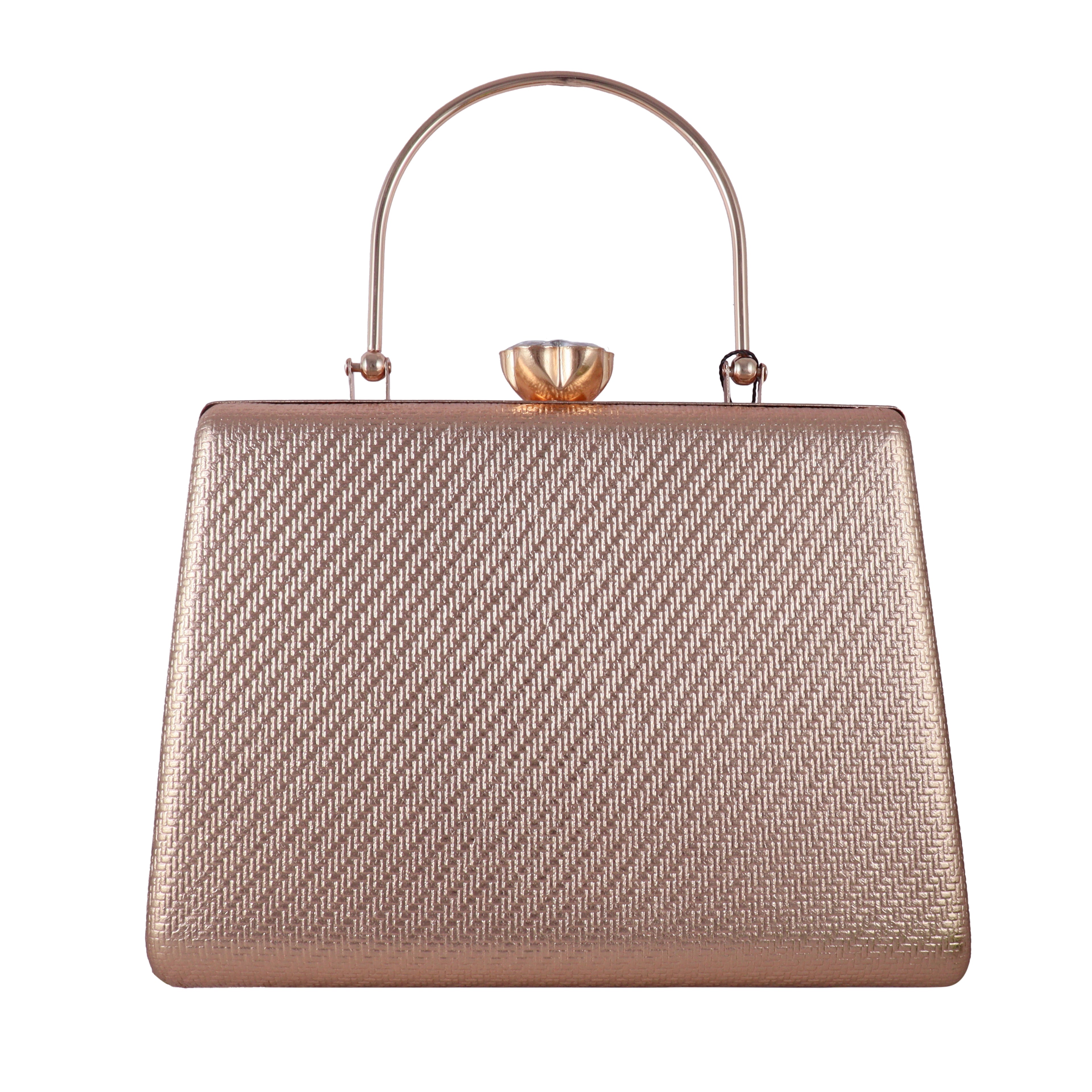 Minimal Metallic Box Clutch with Top Handle