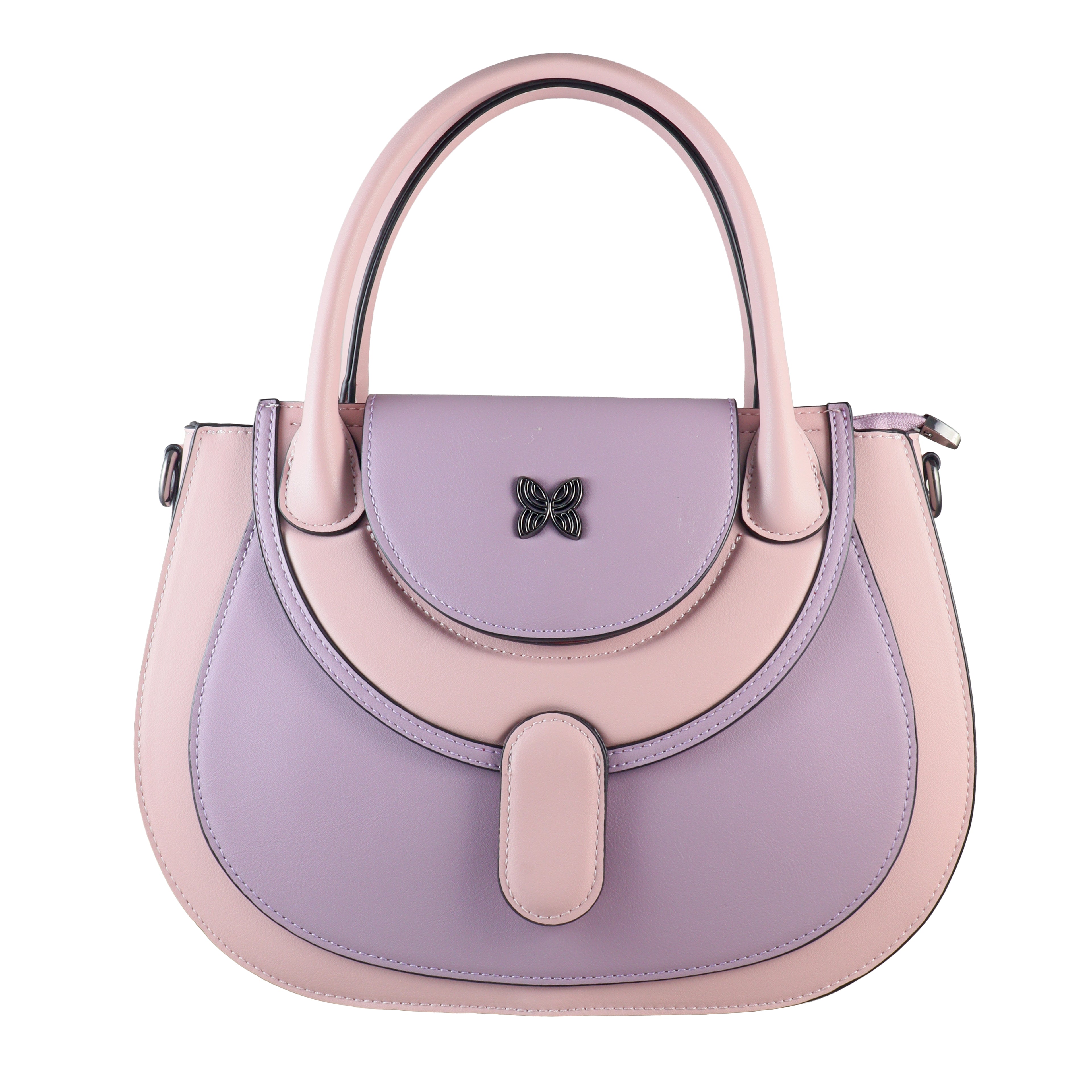 Butterfly Accent Two-Tone Top Handle Satchel