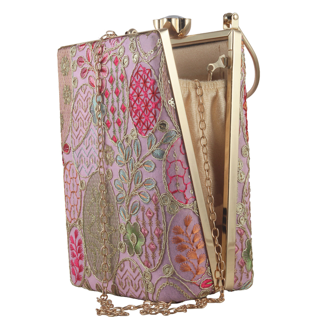 Artisanal Embroidered Box Evening Bag