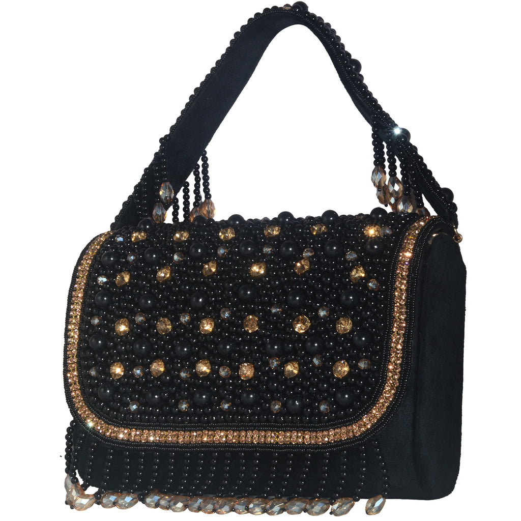 Hand-Embellished Pearl & Crystal Evening Bag