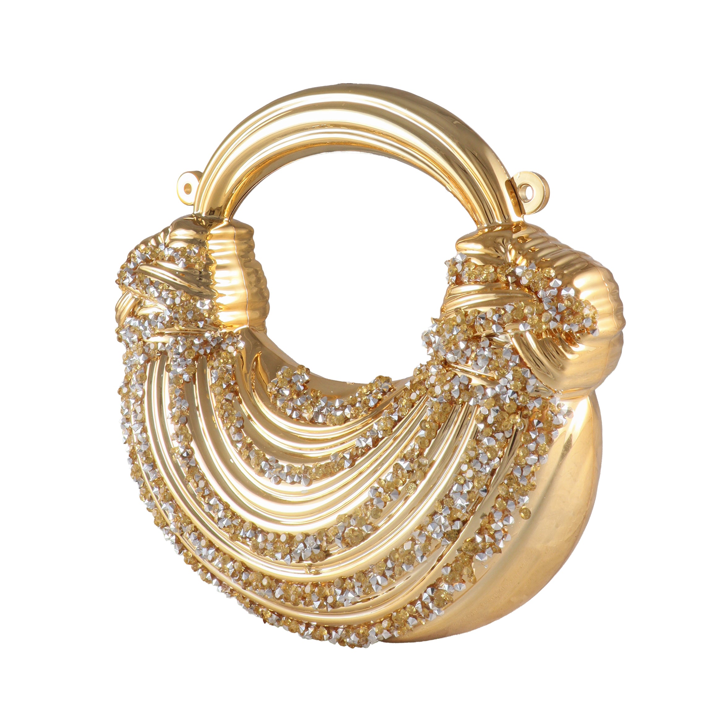 Aurelia Crescent Crystal Top-Handle Evening Bag