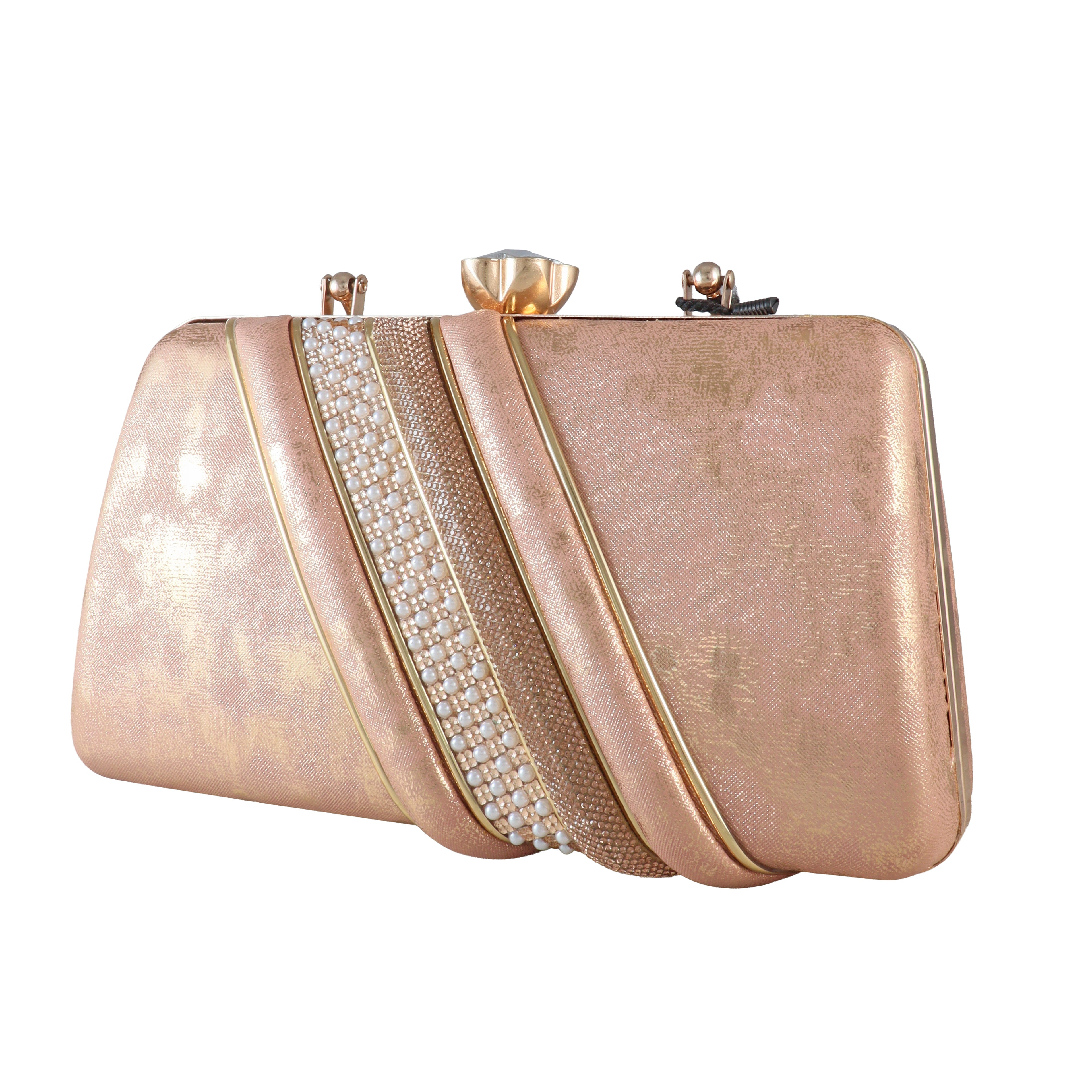 Radiant Pearl & Crystal Embellished Party Clutch