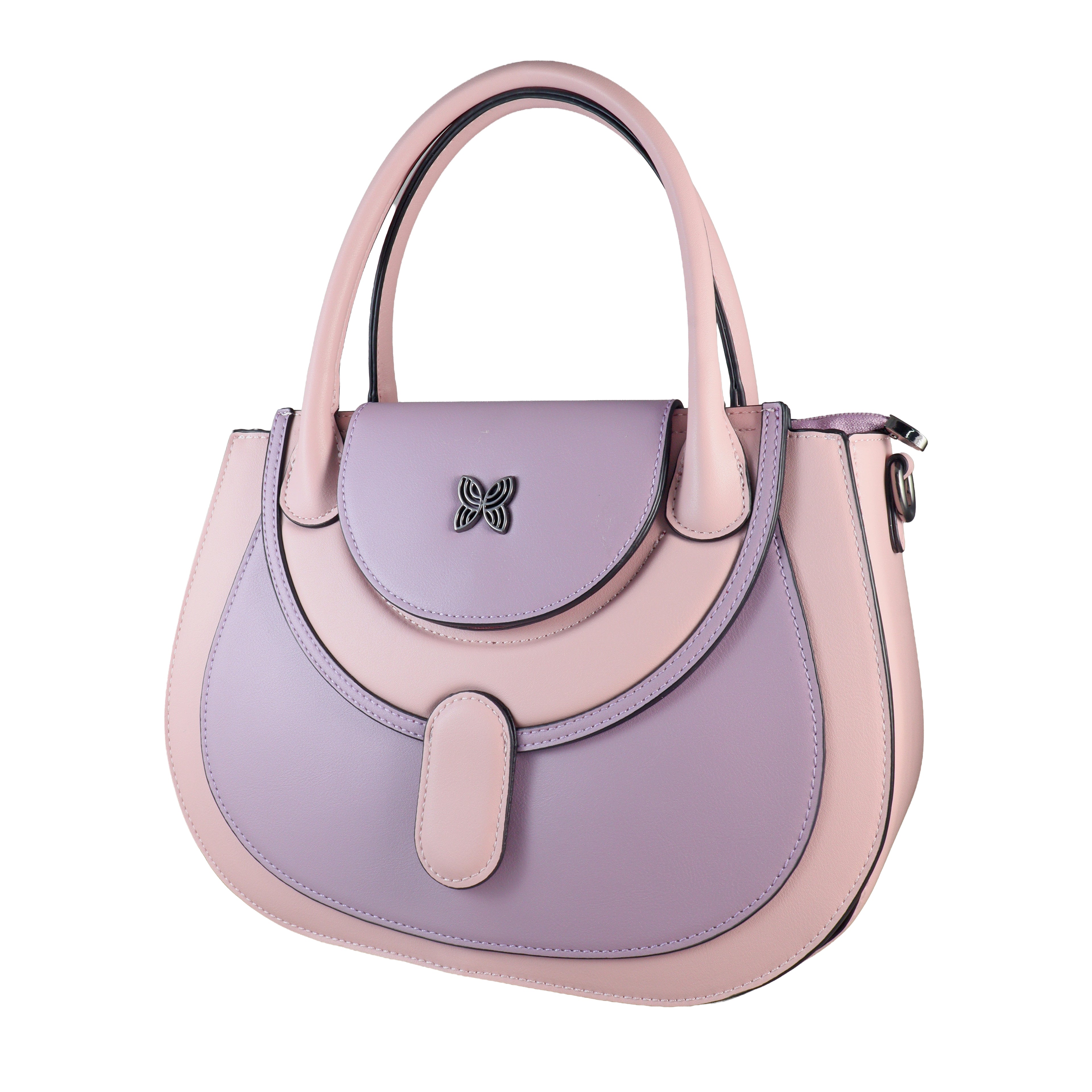 Butterfly Accent Two-Tone Top Handle Satchel