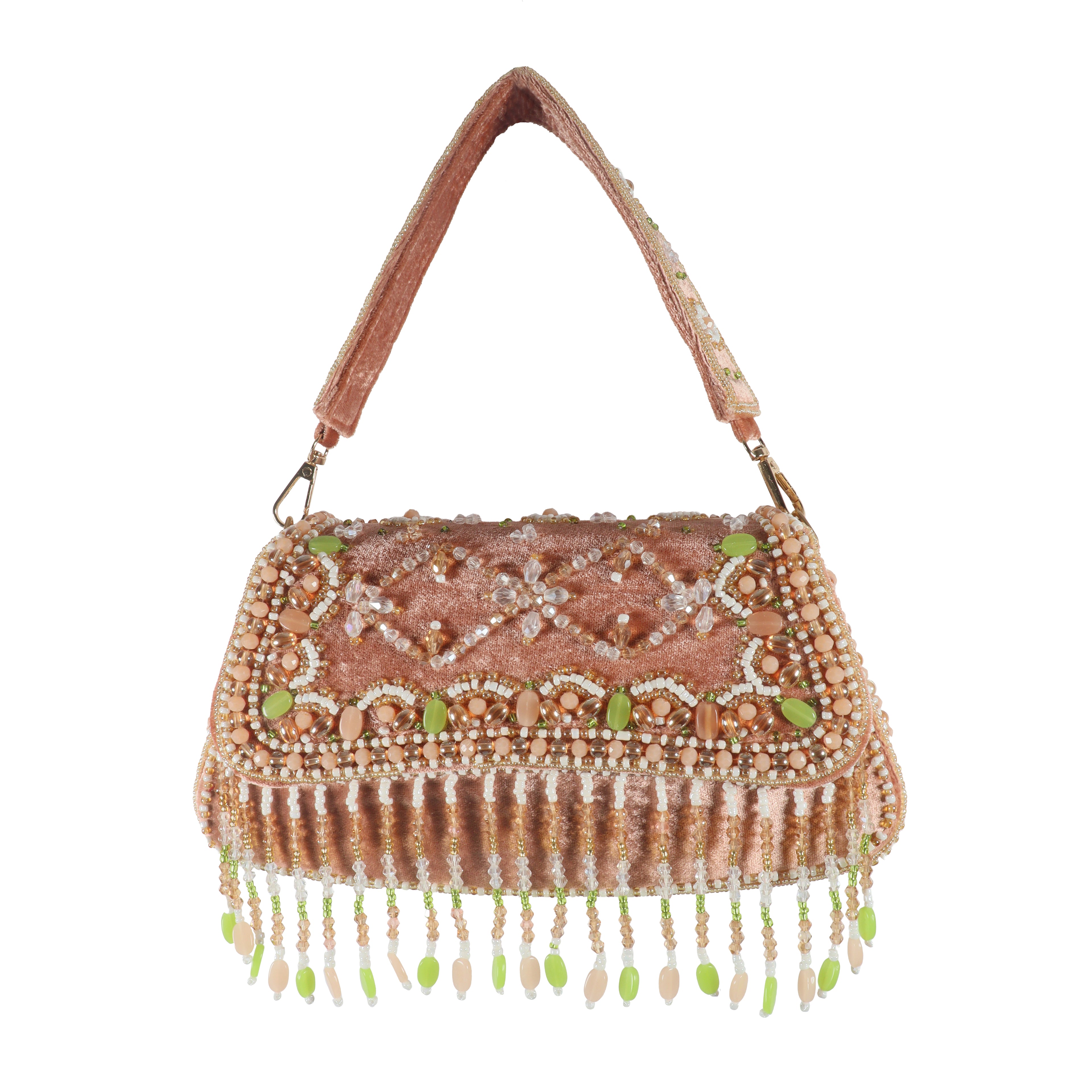 Bridal Velvet Flap Bag with Intricate Hand Embroidery